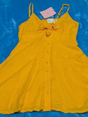 Sunny Yellow Tie-Front Button-Down Sundress